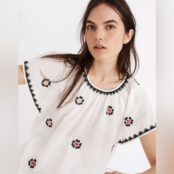 Madewell Embroidered Flutter Sleeve Top - Picture 5 of 6